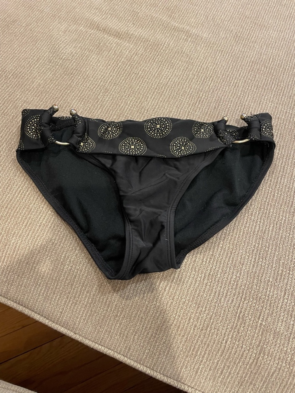 Xhilaration Black Bikini Bottom with Gold Studded Detail